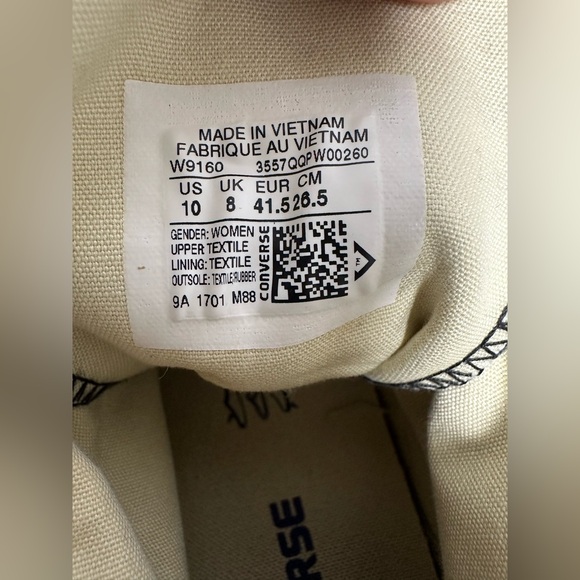 CHUCK TAYLOR ALL STAR WOMEN HI TOP CONVERSE SHOES - W9160 SIZE 10 BLACK/WHITE - Picture 8 of 8